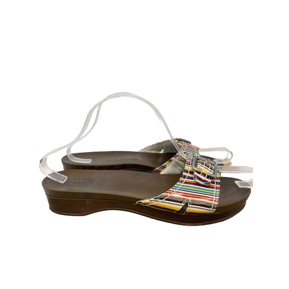 Dr. Scholl's Slip on Sandals~Womens Striped~Adjustable Buckle~Size 8 - Picture 1 of 8